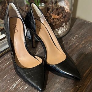 INC International Concepts Black Croc-Patterned Heels